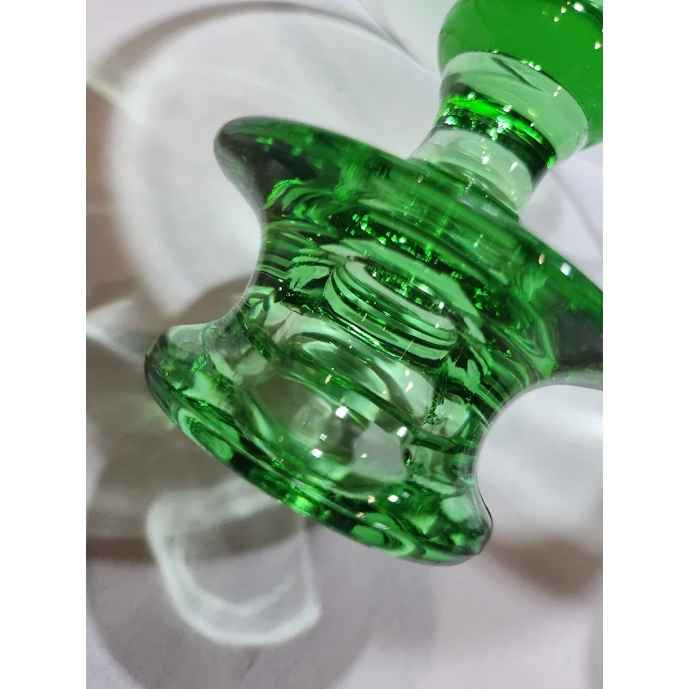 Pair Of Vintage~Fostoria Green~Candle Holders